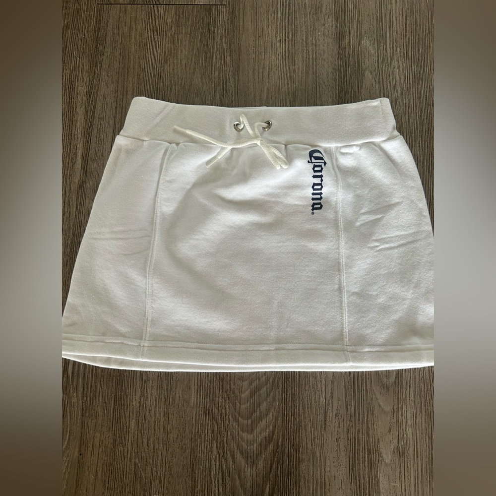 Corona Beer White Mini Skirt with Logo and drawstring